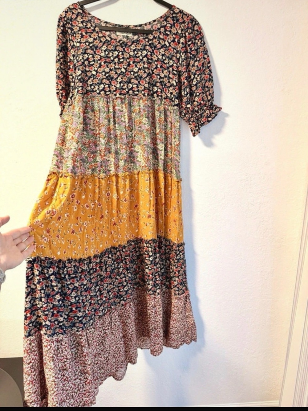 NATURAL LIFE Tiered Floral Maxi Dress in Yellow and Lavender - Picture 2 of 2
